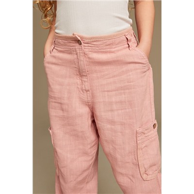 Pink Linen Cargo Trousers (3-16yrs)