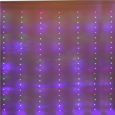 Гирлянда для дома ЗАНАВЕС "Жемчужина" ш3* в2 м 200 ламп LED, прозр. пров, 8 реж,IP-40, Мультицвет (возможность соединения)