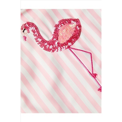 Accessorize Girls Pink Sequin Flamingo Swimsuit