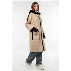 01-10775 Пальто женское демисезонное Микроворса бежевый