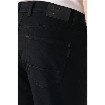 Мужские черные однотонные потертые джинсовые брюки узкого кроя из лайкры A22y3531