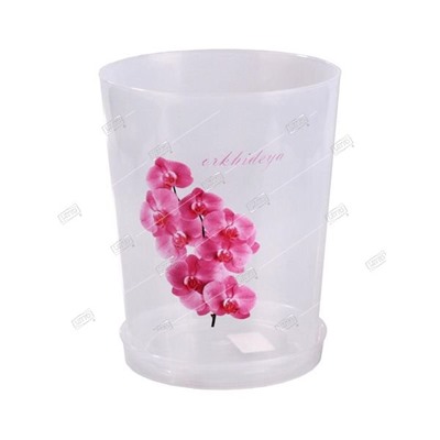 Горшок пластиковый с поддоном для орхидеи прозрачный 17*17*22 см 3,5л Альтернатива