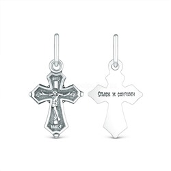 Крест православный из чернёного серебра - Спаси и сохрани 2,2 см