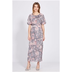 Платье EOLA 2584 серый+розовые цветы