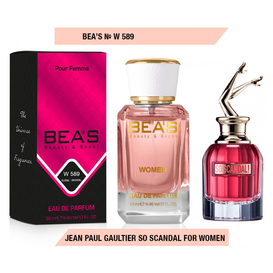 Beas W589 Jean Paul Gaultier So Scandal For Women edp 50 ml, Парфюм женский  Beas W589 создан по мотивам аромата Jean Paul Gaultier So Scandal купить,