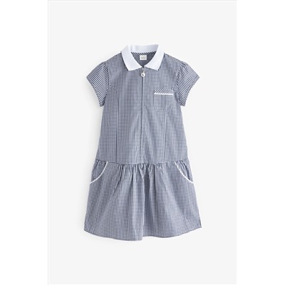 Cotton Rich School Gingham Zip Dress (3-14yrs)