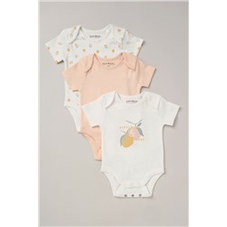 Homegrown Printed 3-Pack White Bodysuit Set