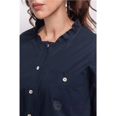 Блузка 3279 Тёмно-синяя блуза с кулиской