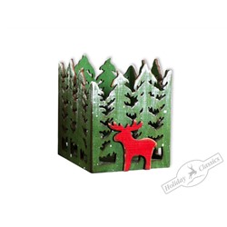 Короб декоративный "Красный олень" зеленый (дерево)  12,5х11х13,5 см
