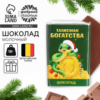 Шоколад на новый год с предсказанием «Талисман богатства», молочный, 12 г.