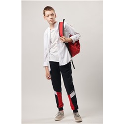 Спортивные брюки М-1105: Тёмно-синий / Красный / Белый