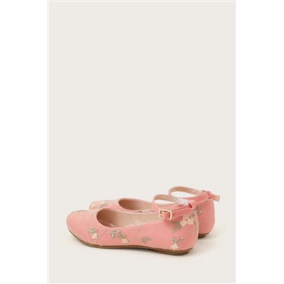 Monsoon Pink Josephine Embroidered Ballerina Flats