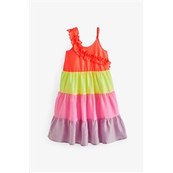 Billieblush Pink Colourblock Tier Dress With Frill Detail