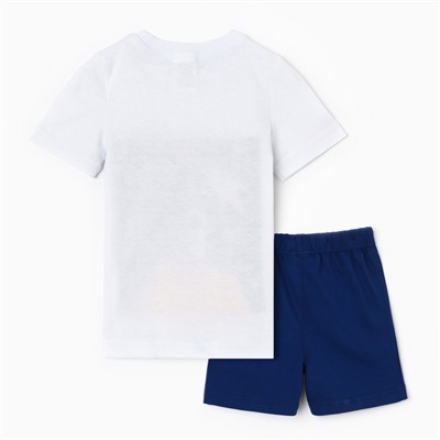 Комплект для мальчика (футболка/шорты) "Астронавт на луне", цвет белый/синий, рост 104-110