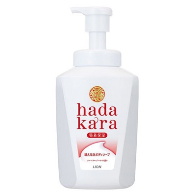 LION Бархатное увлажняющее мыло-ПЕНКА для тела "Hadakara" с ароматом букета цветов (для нормальной кожи) 825 мл, флакон / 9