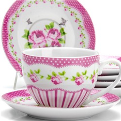 Чайный сервиз 220мл 12 предметов на 6 персон Loraine Цветы 25924