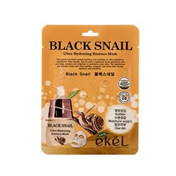 EKEL Black Snail Ultra Hydrating Essence Mask Тканевая маска для лица с муцином черной улитки 25мл