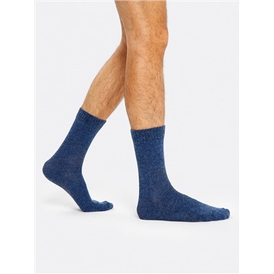 Высокие мужские носки из вискозы с ангорой в оттенке "индиго меланж"