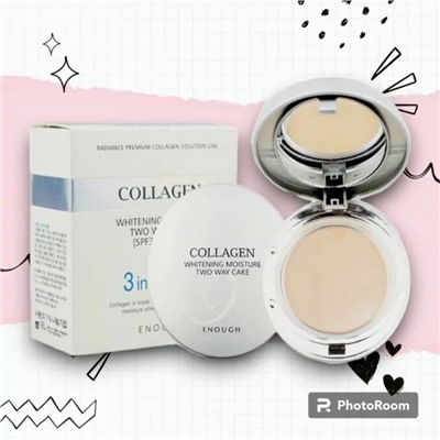 [Enough] Сияющая пудра с коллагеном со сменным блоком Collagen Whitening moisture twoway cake#13,13г