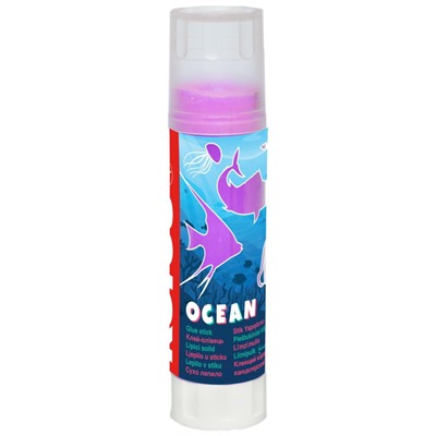 Клей-карандаш 20г Kores Ocean ассорти:прозрачный син, голуб, фиол,розов
