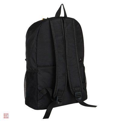 Рюкзак подростковый 43x29x15см, 1 отд., 4 карм., нашивки, декор шнурком, черный, 2 цвета отделки