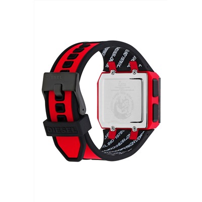 Reloj digital de cuarzo de silicona Chopped - Cronómetro - Rojo y negro