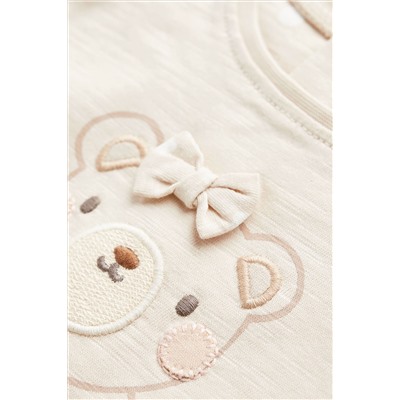 Cream Bear Baby Top and Shorts 2 Piece Set