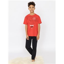 CSJB 50167-28 Пижама для мальчика (футболка, брюки),терракотовый