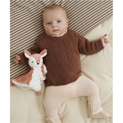 PULL MARRON BÉBÉ FILLE EN MAILLE AJOURÉE