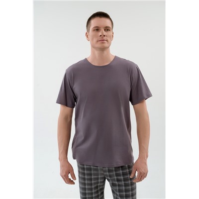 Пижама мужская из футболки с коротким рукавом и брюк из кулирки Генри асфальт макси