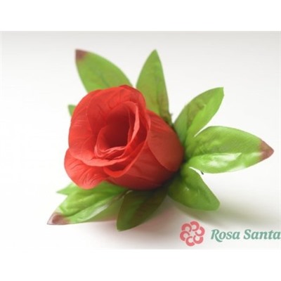 Искусственные цветы, Голова бутона розы с листом (d-60mm) для ветки, венка