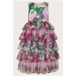 Monsoon Pink Hydrangea Scuba Ruffle Dress