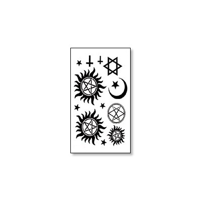 TTSY-A077 Временная татуировка Звезда Давида и Пентаграмма, 10,5х6см