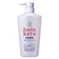 LION Увлажняющее жидкое мыло для тела "Hadakara" с прохладным травяным ароматом (дезодорирующее, для всех типов кожи) 500 мл, флакон / 12