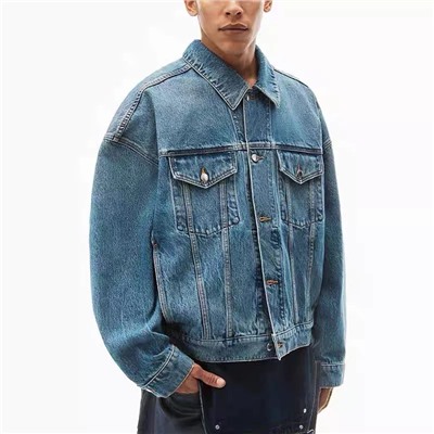 Джинсовая куртка/джинсовка унисекс с заниженной линией плеча, оверсайз. Alexander Wan*g