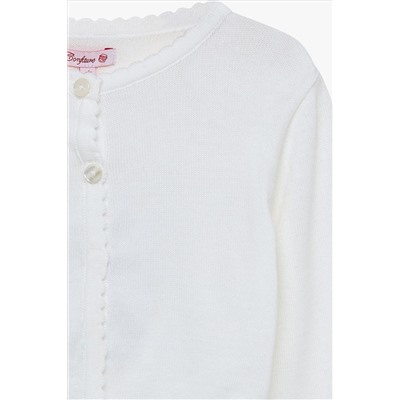 Trotters London White Sophie Cropped Cotton Cardigan