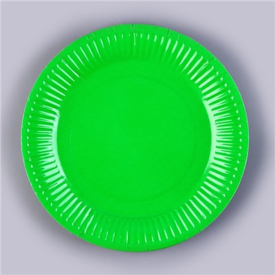 Тарелка одноразовая бумажная однотонная, зеленый цвет 18 см, набор 10 штук