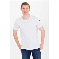 Мужская белая базовая футболка с круглым вырезом