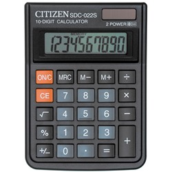 Калькулятор настольный КОМПАКТНЫЙ CITIZEN SDC-022S/022SR, 10 разряд