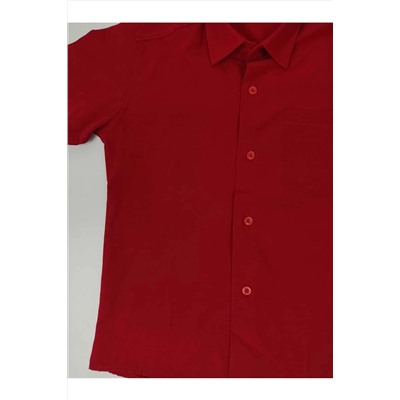 Рубашка красного цвета с коротким рукавом для мальчика 23 апреля 29 октября 19 мая Выпускной S60MMK22012