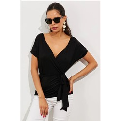 Женская черная двубортная блузка EY2496
