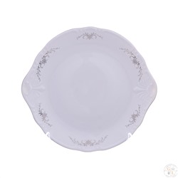 Тарелка для торта Thun Констанция Серый орнамент Отводка платина 27см