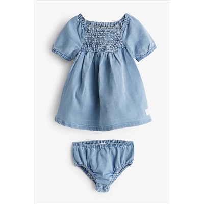 MORI Blue Organic Cotton Denim Chambray Soft Dress