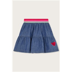 Monsoon Blue Denim Ruffle Skirt