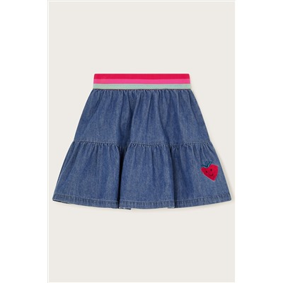 Monsoon Blue Denim Ruffle Skirt