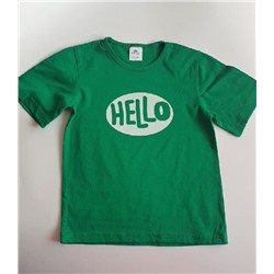 001 Футболка детская "Hello", зеленый