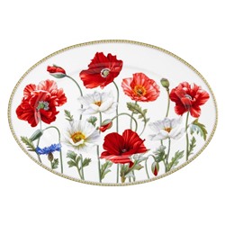 Блюдо овальное 29,5*21*2,5 см "Маки" NEW BONE CHINA