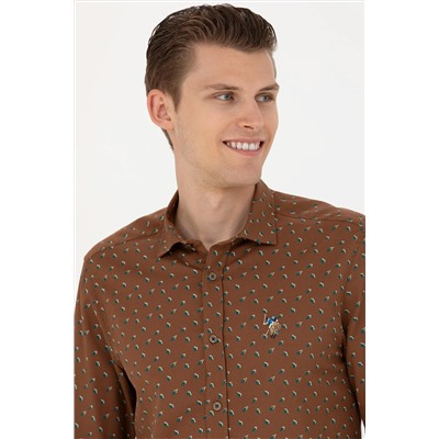 Мужская рубашка светло-хаки с длинным рукавом Неожиданная скидка в корзине