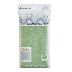 Sungbo Cleamy Мочалка для тела с плетением «Сетка» и текстурными нитями "Bubble Shower Towel" (средней жёсткости) размер 28 см х 100 см / 200