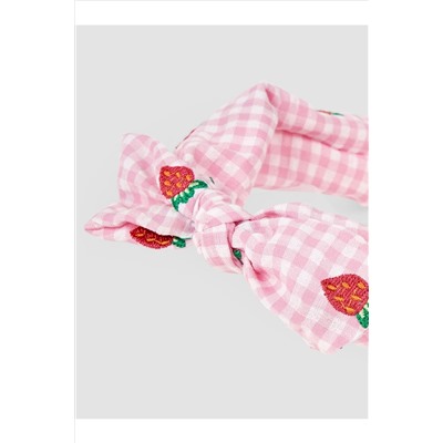 JoJo Maman Bébé Strawberry Embroidered Gingham Headband